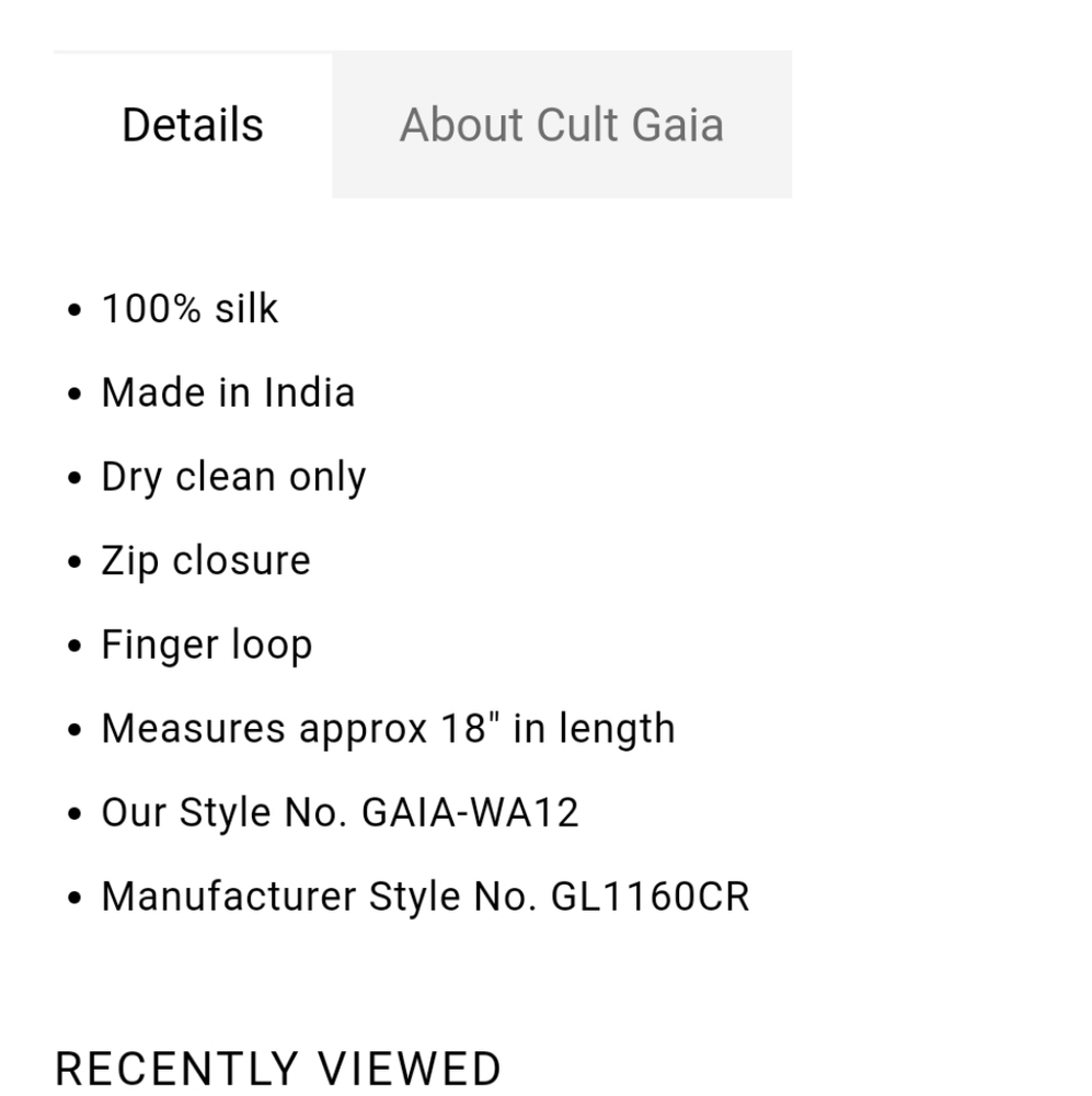 Nwt CULT GAIA gaias 100% silk cut out gloves black xs/s - Picture 5 of 8
